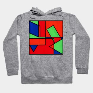 Green Red Blue Orange Geometric Abstract Acrylic Painting Hoodie